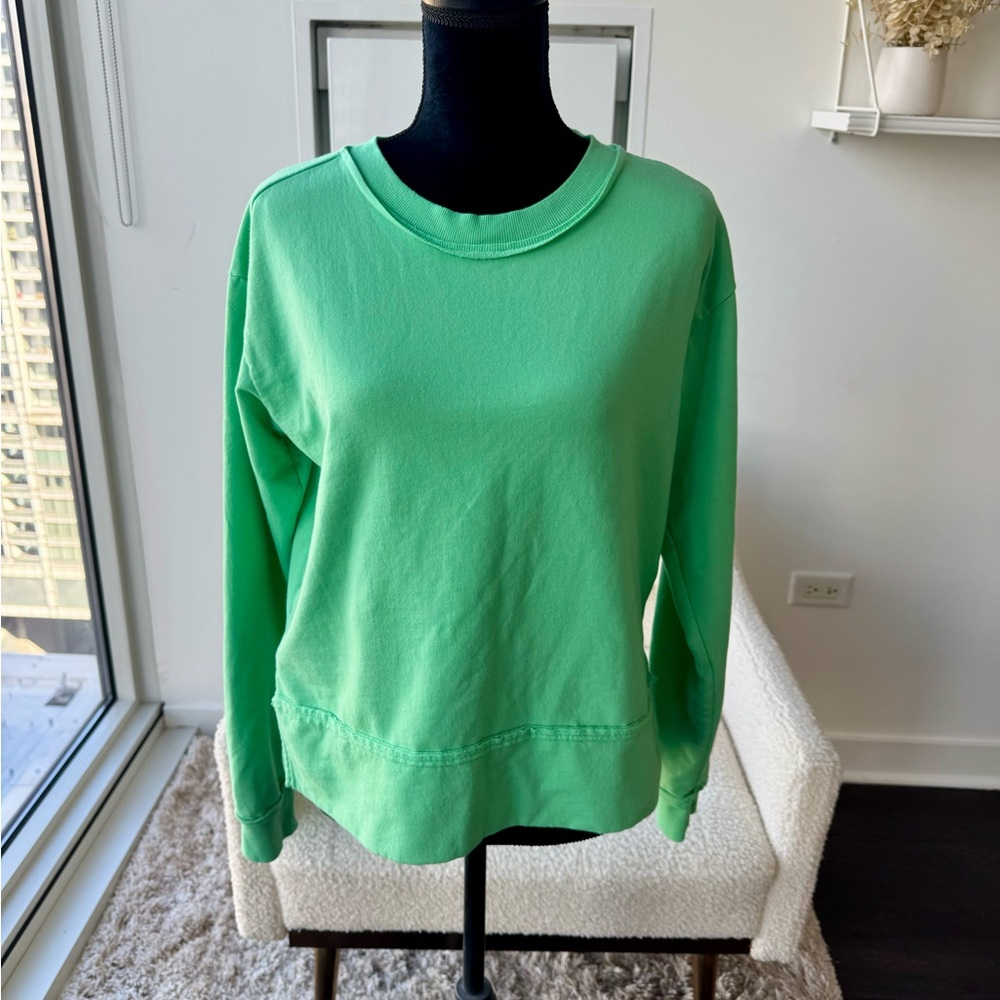 Z By Zella Neon Green Power Fleece Pullover Sweatshirt Size Medium NEW